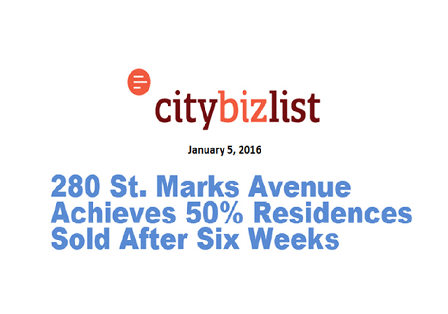 280 St. Marks Avenue Achieves 50% Sold After 6 Weeks